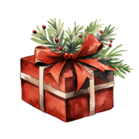 acuarela Navidad regalos clipart, Navidad acuarela presenta ai generado. png