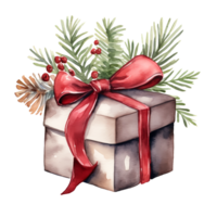 Watercolor Christmas Gifts Clipart, Christmas Watercolor Presents. AI Generated. png