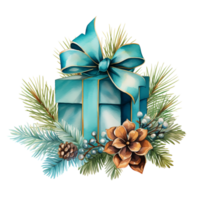 Watercolor Christmas Gifts Clipart, Christmas Watercolor Presents. AI Generated. png