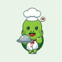 Chef turtle cartoon vector with dish.