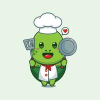 Chef turtle cartoon vector illustration.