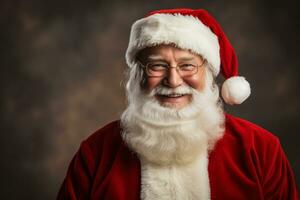 Santa Claus isolated on a vibrant background with a place for text photo