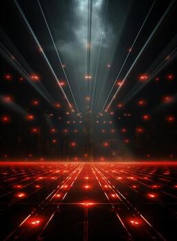 Ai Generative Backdrop Red Spotlights For Flyers, Banner and Backgrounds realistic image ultra hd high design photo