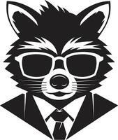 Elegant Black Masked Bandit Mark Contemporary Raccoon Logo Symbol vector