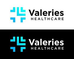Letter V monogram cross hospital medical logo design. vector
