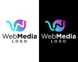 Letter W monogram media logo design. vector