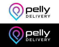 Letter P monogram delivery location logo design. vector