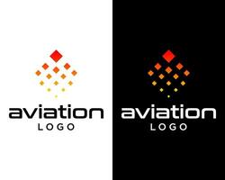 Abstract square fly aviation logo design. vector