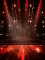 Ai Generative Backdrop Red Spotlights For Flyers, Banner and Backgrounds realistic image ultra hd high design photo