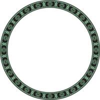 Vector green and black round Chinese ornament. Circle border, east asian frame. Korea pattern, Taiwan, Hong Kong