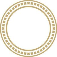 Vector gold colored round ornament of ancient Greece. Classic pattern frame border Roman Empire