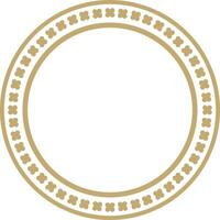 Vector gold colored round ornament of ancient Greece. Classic pattern frame border Roman Empire