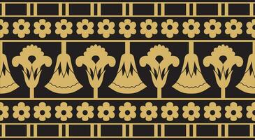 Vector golden seamless ornament of ancient Egypt. endless Border, frame in the pyramids