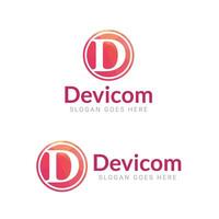 D letter logo design in circle vector template