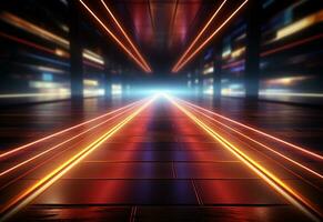 Ai Generative Yellow and red Neon illuminated futuristic backdrop realistic image- ultra hd- high design photo