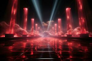 Ai Generaitve Backdrop With Illumination Of Red Spotlights For Flyers realistic image ultra hd high design photo