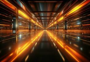 Ai Generative Yellow and red Neon illuminated futuristic backdrop realistic image- ultra hd- high design photo