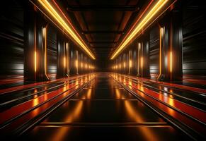 Ai Generative Yellow and red Neon illuminated futuristic backdrop realistic image- ultra hd- high design photo