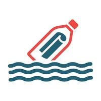 Message In A Bottle Vector Glyph Two Color Icon For Personal And Commercial Use.