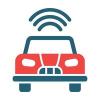 Autonomous Car Vector Glyph Two Color Icon For Personal And Commercial Use.