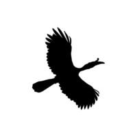 Flying Great Horn Bird Silhouette. Can use for Art Illustration, Logo Gram, Website, Pictogram or Graphic Design Element. Vector Illustration