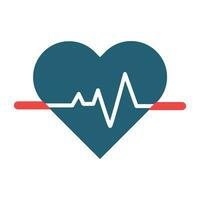 Heart Beat Vector Glyph Two Color Icon For Personal And Commercial Use.