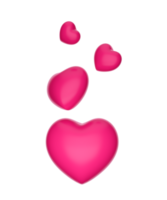 Pink 3d hearts flying hearts spring 3d illustration png