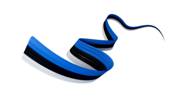 Estonia Flag Ribbon independence day banner 3d illustration. Estonian holiday 24th of February png