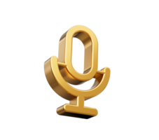 gouden microfoon mic Aan staan voor studio opname en omroep 3d illustratie png