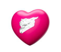 rosado corazón con un blanco mapa de Siria 3d ilustración png