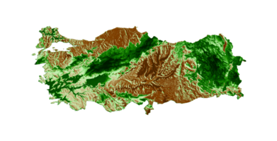 Turkey Topographic Map 3d realistic map Color 3d illustration png