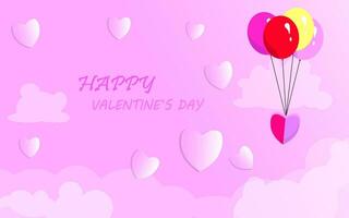 romantic colored love background design. valentine love balloons. editable vector