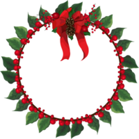 Christmas wreath illustration on transparent background. png