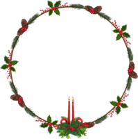 Christmas wreath illustration on transparent background. png