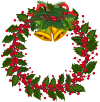 Christmas wreath illustration on transparent background. png