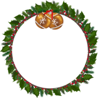 Christmas wreath illustration on transparent background. png