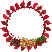 Christmas wreath illustration on transparent background. png