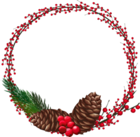 Christmas wreath illustration on transparent background. png