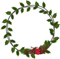 Christmas wreath illustration on transparent background. png