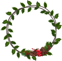 Christmas wreath illustration on transparent background. png