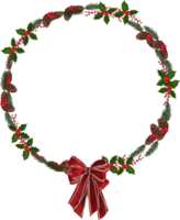 Christmas wreath illustration on transparent background. png