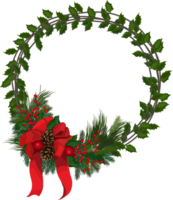 Christmas wreath illustration on transparent background. png