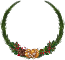 Christmas wreath illustration on transparent background. png