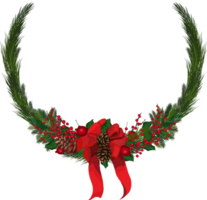 Christmas wreath illustration on transparent background. png