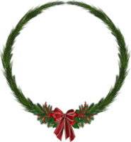 Christmas wreath illustration on transparent background. png