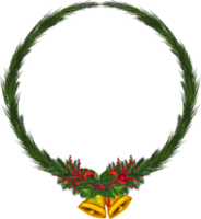 Christmas wreath illustration on transparent background. png