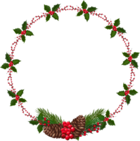 Christmas wreath illustration on transparent background. png