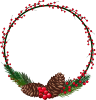 Christmas wreath illustration on transparent background. png