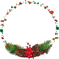 Christmas wreath illustration on transparent background. png