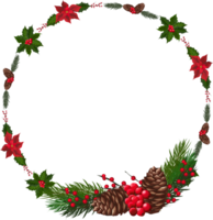 Christmas wreath illustration on transparent background. png